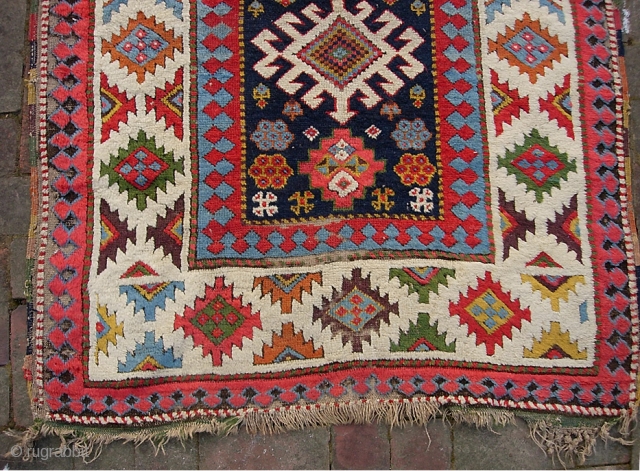 Ancient Caucasian-- 3 ft 5 inches x 12 ft 4 inches. Kazak? Whatever. Probably the oldest rug I have ever found. My little cadre of pedantic but broke-ass advisors seem to agree  ...