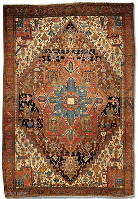Heriz/Serapi. 7 ft 11 in by 11 ft 5 inches. circa 1910.  Very artistic rug. Definitely something for those who love interesting and abundant abrashes. Sensational tight  weave on this  ...