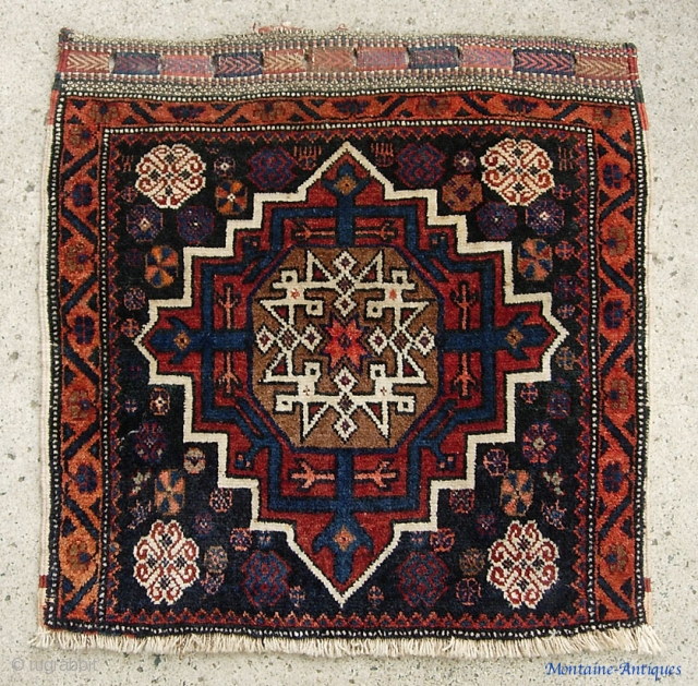  Afshar bag face, 2.3 ft x 2.4. early 20th cent.  Excellent condition. $15 to ship anywhere in the us.
            