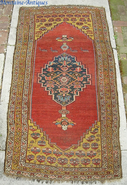 Bidjar area rug with a camel caravan. 3 ft 6 x 7 ft 0 inches. Pretty cool rug. Got some wear here and there. Some work was done to stabilize the side  ...