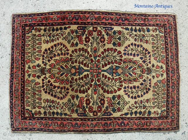 Sarouk pushti. 22 x 30 inches. Fine weave. Rare to find an American Sarouk pushti w/ ivory field. very decorative. i dont know where you can find these little Sarouks cheap. Seems  ...