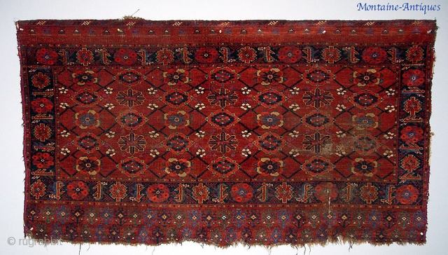 Turkoman Ersari Mina Khani Bag ca. 1850. A great big bag 3 ft  by 5 ft. 6 inches. As-found but pretty darned nice for its age.      