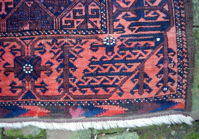 Balouchi. 3 ft 3 x 5 ft 6. Early finely woven piece with nice chevrons. $20 for UPS shipping to lower 48.           