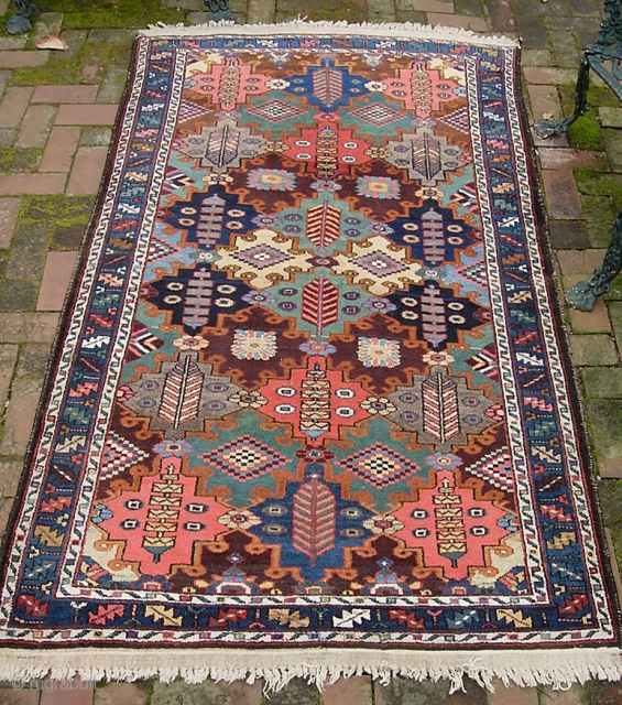 Bahktiari-Chahar Mahal-- 4 ft 3 inches x 7 ft 2 inches. Ridiculously vibrant pallet. Not perfect but pretty darned good condition with thick pile overall and original ends.  Approx $25 For  ...