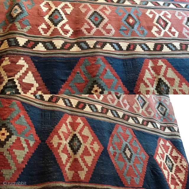 6’x12’ antique Caucasian Kilim in good condition. Thanks                         