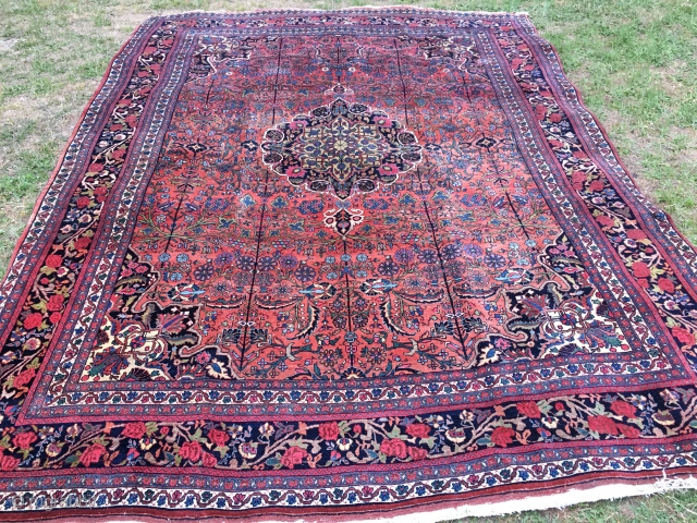 9’x12’ Old Bijar with one small low area, pretty rug.                       
