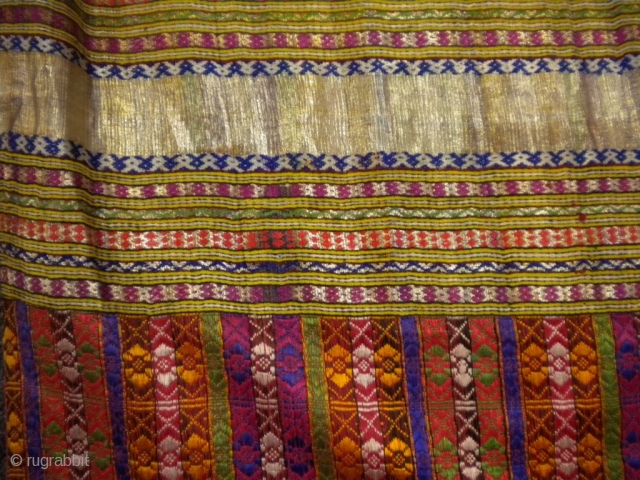 I found this interesting piece of silk, what seems like handwoven, textile.  I don't know too much about it.  The length is probably 20 or so feet, and the width  ...