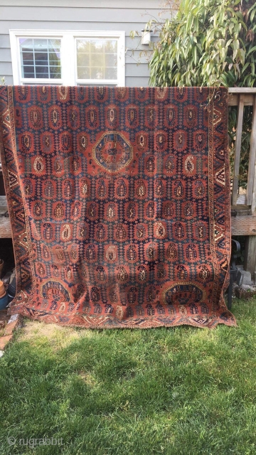 6’x 10’ old Beshir. You could make a strong case for this rug being cut and shut, but it doesn’t appear to be. Thanks         