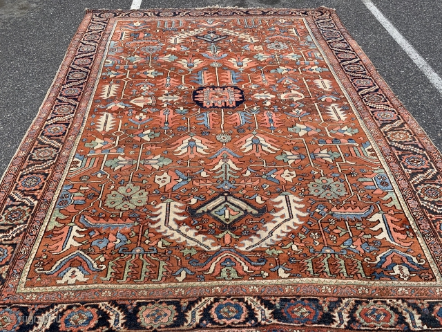 Antique Gorevan in pretty good condition considering it’s age measuring 9’x 11’5”, is a heavy rug, has some low scattered areas, needs some work on one end and some work to 2  ...