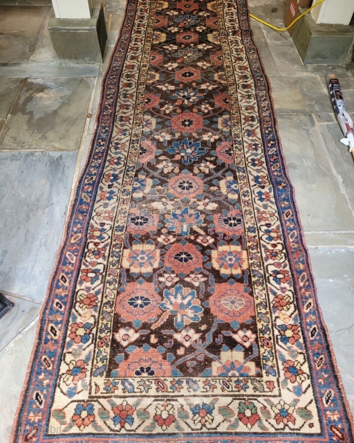 SOLD 3’8”x 13’1” Veramin or Kurdish Mina Khani runner with some wear.                     