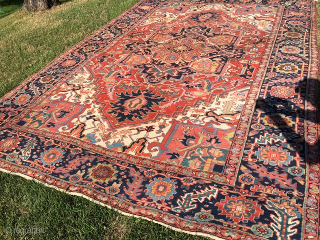 8’x 12’ beautiful 1920’s Heriz in good condition commensurate to its age. Has a few low areas, but otherwise is a carpet worth having for inventory. $2,995.00 plus shipping    