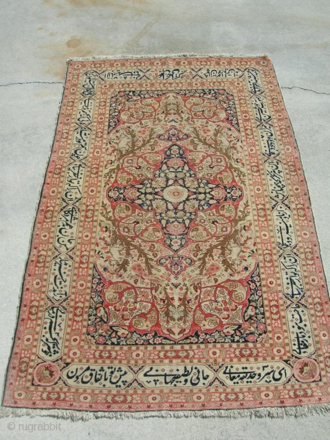 A nice old Tabriz, size is 4'2"x6'9", has slight wear in a few spots, good condition otherwise.  Nice color.             