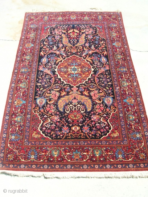 A nice old early Isfahan, possible Tehran, although I am more comfortable attributing this rug to the Isfahan province.  Size is 4'6"x7'4", mint condition.        