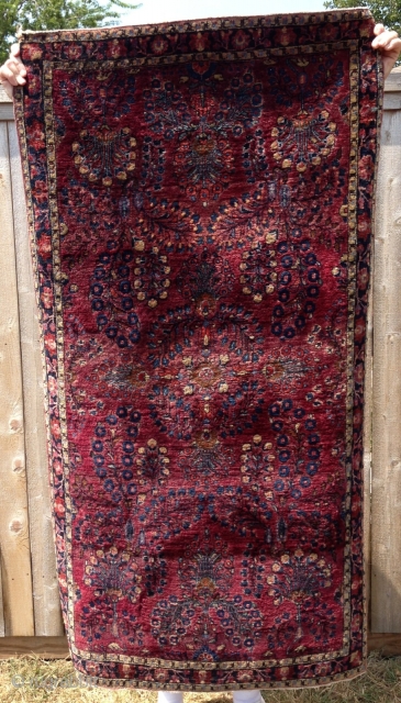 Rug-pickers find: A 1920's to 30's 2'6"x4'9" sarouq in pretty good condition.  Mohajeran like weave and wool quality.  Beautiful.            