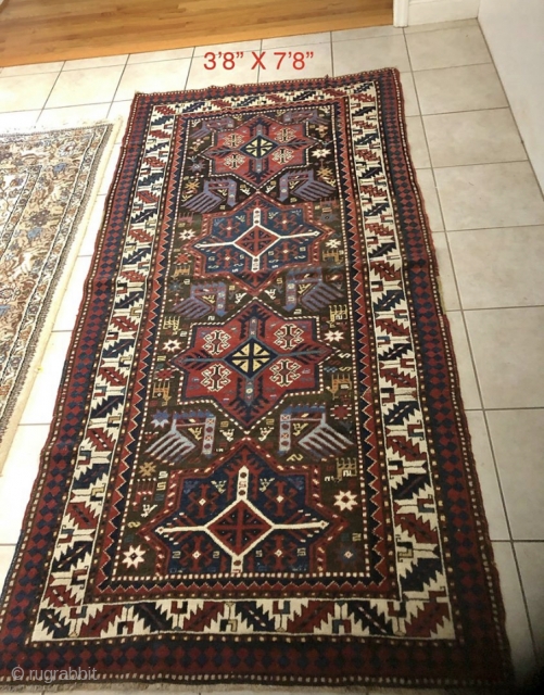 SOLD 3’8”x 7’8” 1900’s Akstafa. More pics available upon request. Thanks.                      