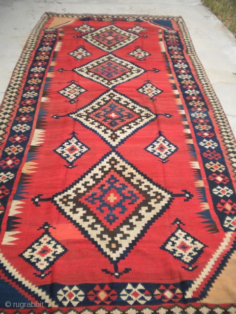 Here is a beautiful turn of the century to 1920's Luri Kilim, in great condition, size is 5'10"x12'6', no stains, no repairs, unmolested, great colors, ready to go!  Thanks!   