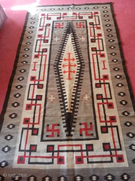 Very nice 1900's to 1920's Navajo rug measuring 4'2"x 7'6" mint condition.  Thanks for looking.                 