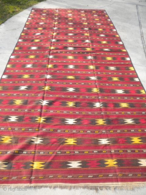 A nice vintage Afghanistan Kilim, size is 20'2"x8'2", in great condition.                      