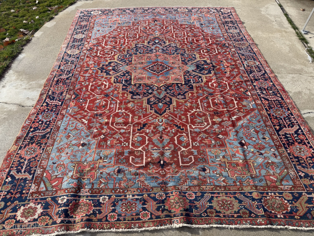 8’5”x12’ Karajeh, loose weave, supple handle, late 1920’s or early 30’s. Some light wear. More pics available. Contact me at 208-433-0312 or email roddy@rugcurator.com         