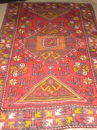 Rug-Pickers find as found: A early 20th century Turkish tribal rug, in good condition, size is 47"x67".  Thanks for looking.            
