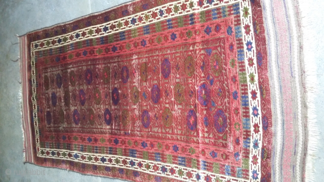 Antique baloch rug. Shiny and smooth like a silk. Almost 100 years old. Size 210x111 cm                 