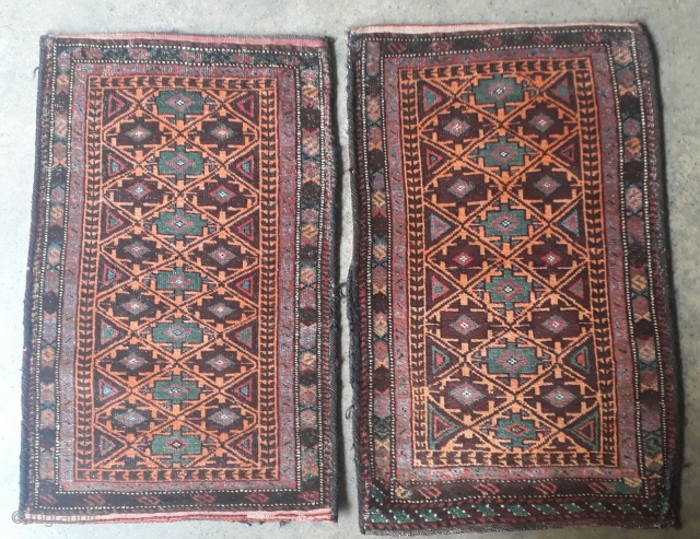 Two pair of balochi balishts with vegetable dyes. Each size 85x53 cm                     