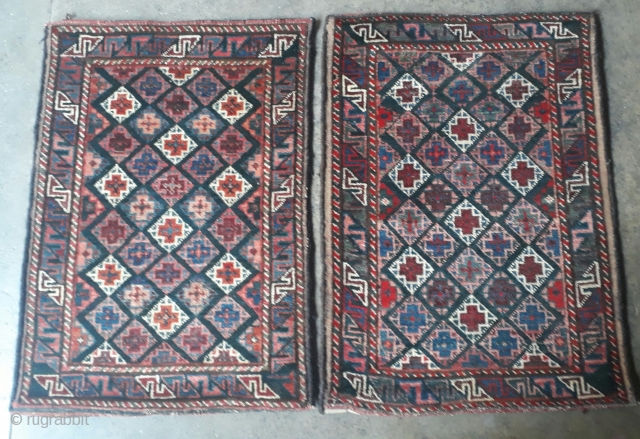 Pair of antique balochi balishts with vegetable dyes and very rich colors. Each size 80x56 cm                 
