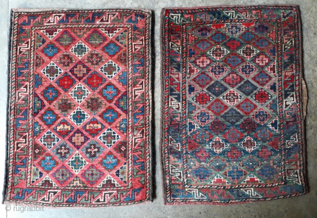 Pair of antique balochi balishts with vegetable dyes and very rich colors. Each size 77x55 cm                 