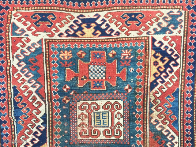 Kazak Karachov with Bordjalou border --- circa 1870 --- 117 cm. X 185 cm.                   