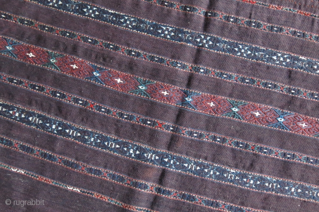 Turkmen Yomud tribal kilim chuval with original backing and side strap, Circa 1900 size : 43" X 31" - 110 cm X 80 cm         