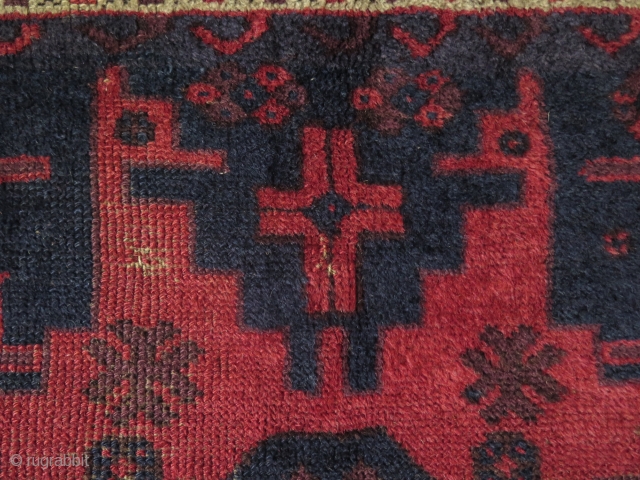 Baluch small rug. Circa late 19th. century. Some low pile areas. Size: 37.4" x 50.4" - 95 cm x 128 cm.            