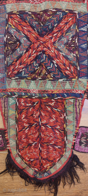 Turkmen animal trapping fragment. Very fine embroidery.