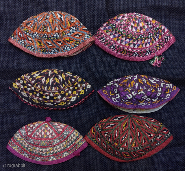 Group of Turkmen hats.                             