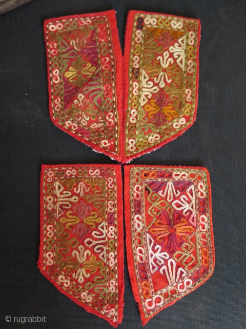 Chodor silk embroidered fragments. Size: 6.6" x 6.6" - 17 cm x 17 cm.                   