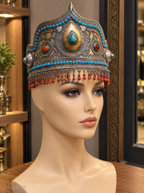 Antique Uzbekistan Silver and gold gilded crown decorated with natural stones. It weights 151 grams.
You can contact from murathanantiques@gmail.com.
Sometimes messages go to spam folder, if you don't get a response in same ...