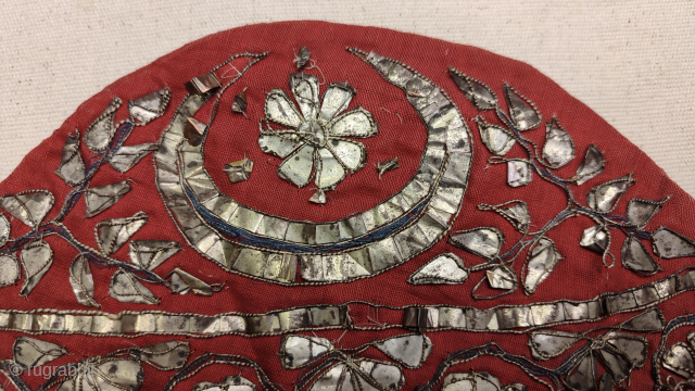 Ottoman Ceremonial bridal hat with metal (most probably bronze) workmanship.                       
