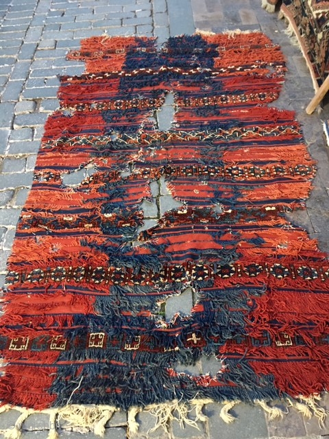 West Anatolian Yüncü Rug fragment.All Naturel colors.                          