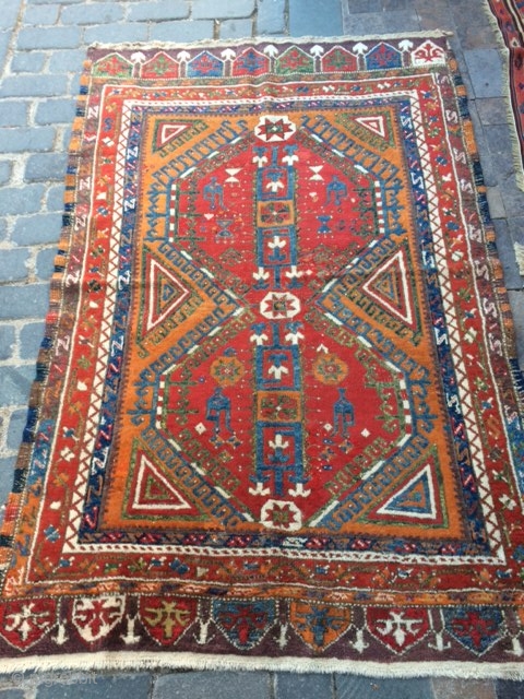 Central anatolian Konya rug.Has Some old restoration.Good naturel colors.size is:205x130cm                       