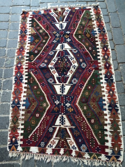 East Anatolian small kilim.Some old repairs.White is cotton.                         