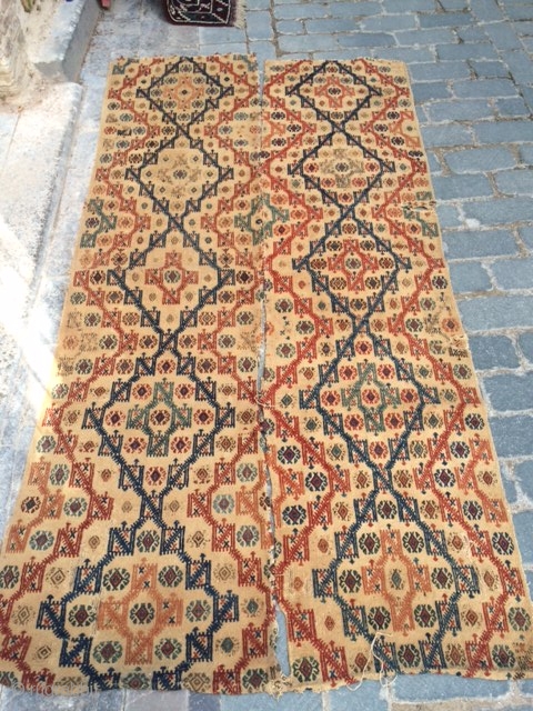 Central Anatolian old fragment cicim.Wool on cotton                          