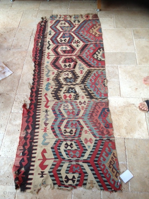 Central Anatolian Kilim fragment.180x80cm.İt is 180-200 years old.                         