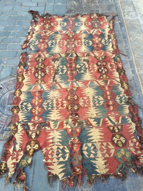 South -West Anatolian Mut kilim.Needs good wash.The size 120x225cm                        