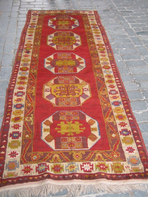 Central Anatolian Runner.110x300cm.Original condition and full high pile.                         