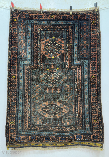 Fabulous Hand Knotted Old Afghan Wool Prayer Rug.Size 120x83 Cm.Good Age And Good Condition Low Pile In Some Areas.Contact For More Info And Pictures Nabizadah_carpets@yahoo.com        