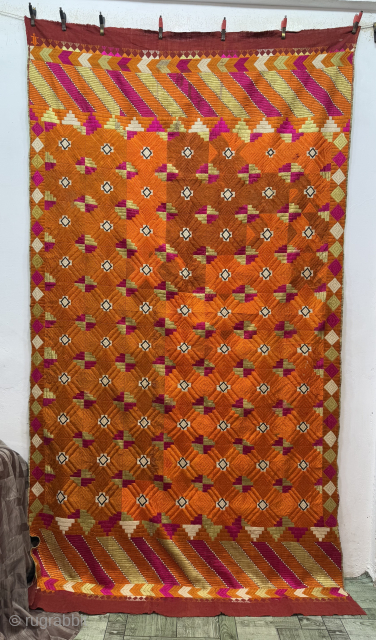 Gorgeous Collectible Hand Silk Embroidered Phulkari Bagh Textile Shawl.Size 234x127 Cm.Some Repairs Which Had Done.Contact For More Info And Price Please Nabizadah_carpets@yahoo.com           