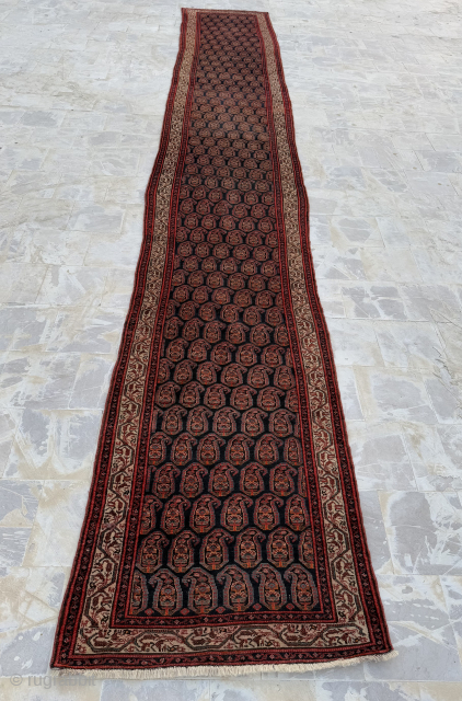 Antique Fabulous Hand Knotted Persian Seraband?Malayer? Hallway Corridor Runner Rug.Size 621x95 Cm.Low Pile In Some Areas And Repairs Which Had Done Kindly See Pictures Carefully Please.Contact For More Info And Price Nabizadah_carpets@yahoo.com 