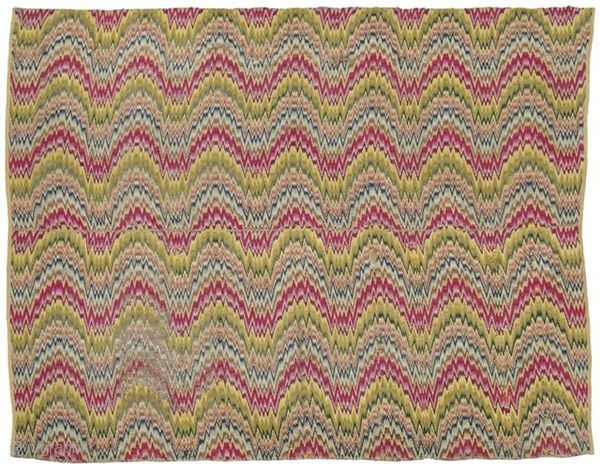 Nagel Auction September 7, 2010. Lot 11, Embroidery with "Bargello Flame Pattern", proably England 17th. century. 182 cm 228 cm. Full catalogue online now www.auction.de        