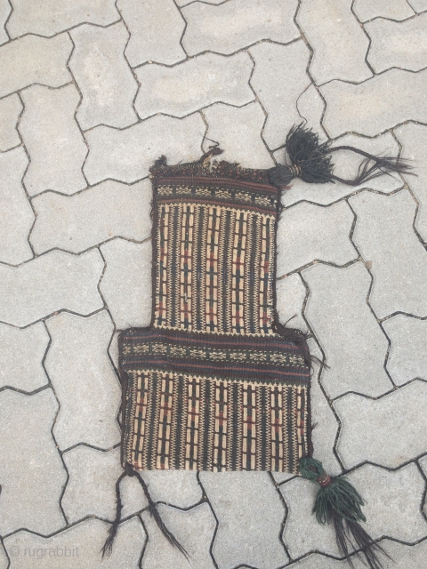 Nice collector´s item: Antique flatwoven doublesided Baluch saltbag or so called Namakdan.                     