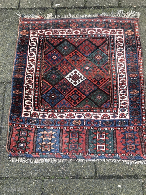 Antique Kurdish Jaf bagface with a beautiful skirt, size: 85x76cm / 2'8''ft x 2'5''ft                   