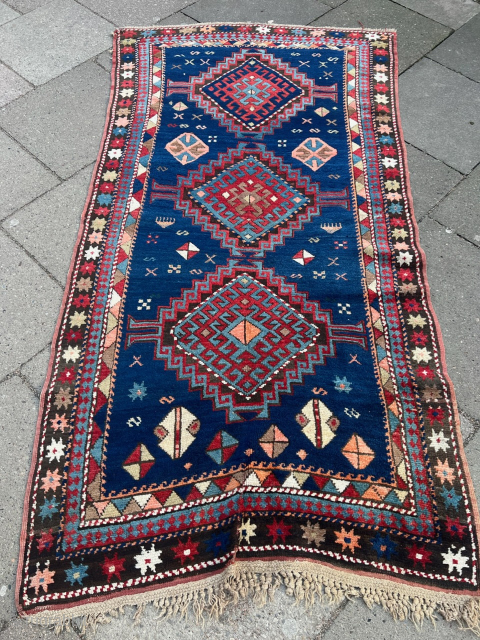 A very nice antique Kazak rug, size: circa 220x113cm / 7’2ft by 3’7ft http://www.najib.de                   